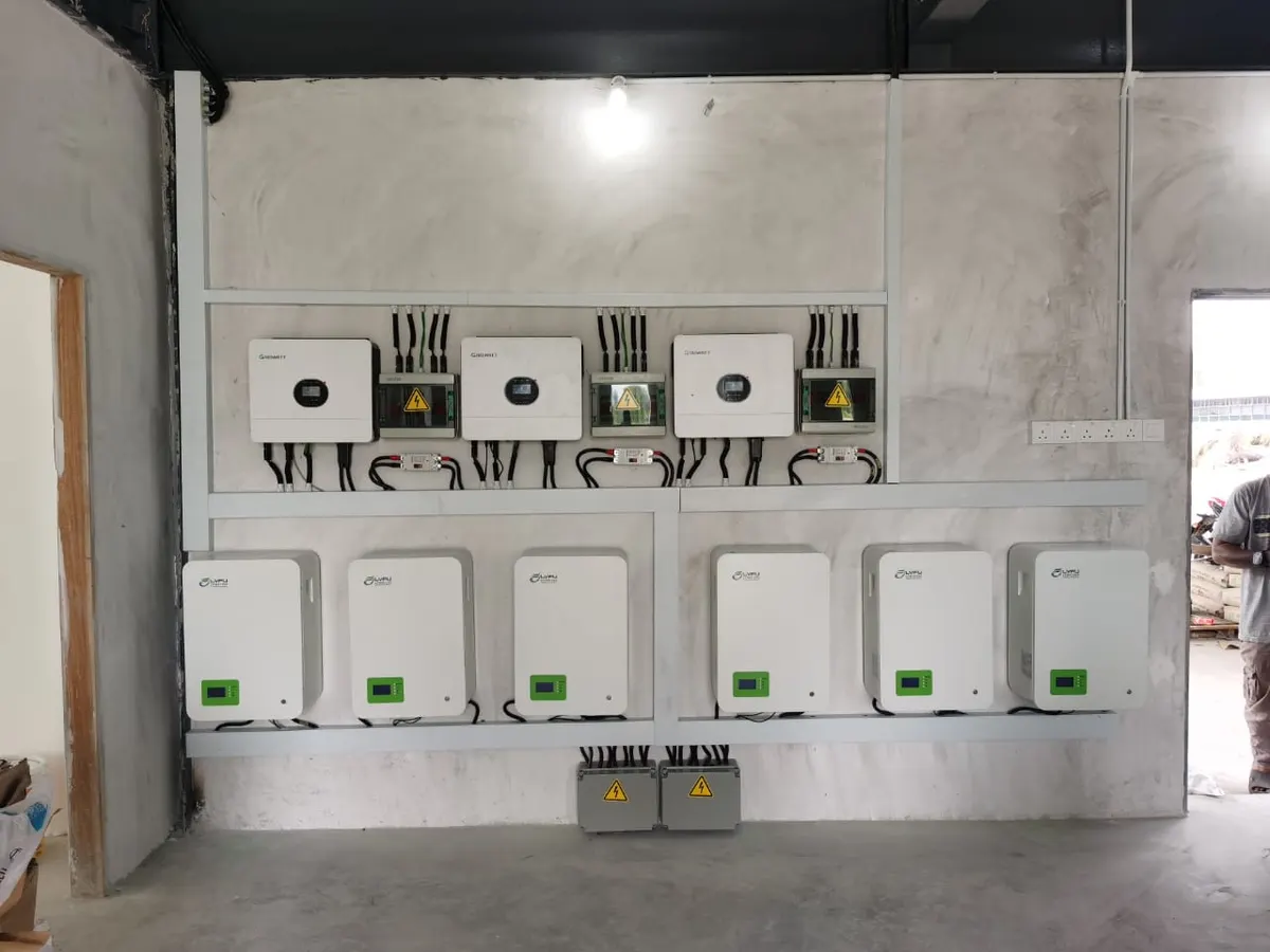 Wall-mounted inverters and battery system for the 21.4 kWp installation
